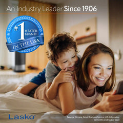 Lasko 23" Ceramic Tower Heater (2 heat settings, remote, timer, thermostat, tip-over switch, black)