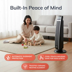 Lasko 30" Digital Ceramic Tower Heater with Remote (black, model CT30754)