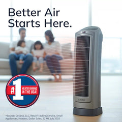 Lasko 1500W Electric Portable Oscillating Ceramic Space Heater Tower with Digital Display, 5538, Gray