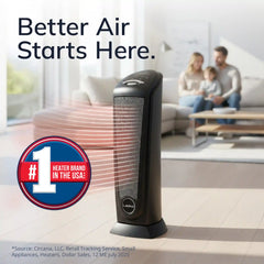 Lasko 1500W Electric Oscillating Ceramic Tower Space Heater with Remote, CT22410, Black