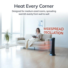 Lasko 1500W Electric Oscillating Ceramic Tower Space Heater with Remote, CT22410, Black