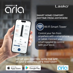 Lasko TDC48 WhisperForce™ DC Aria™ 48" Tower Fan (12-speed, remote, gray)